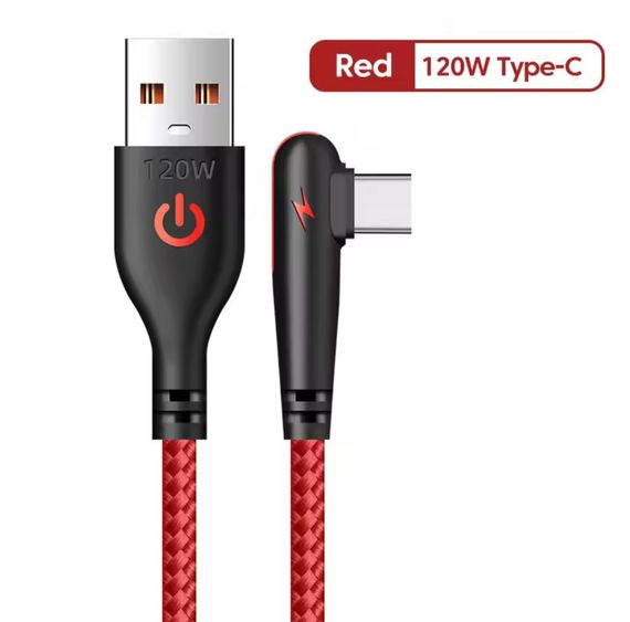 Кабель USB Type-C для быстрой зарядки Huawei Mate (1 метр), 90 градусов, красный