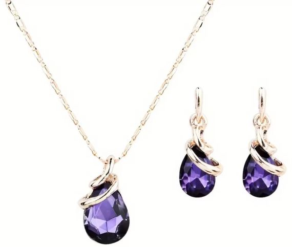 Набір сережки з підвіскою Primo Water Drop - Purple | Зображення 1