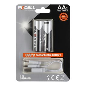 Акумуляторна батарейка AA PKCELL AA-3600 USB-C 3600mWh (2 шт.)