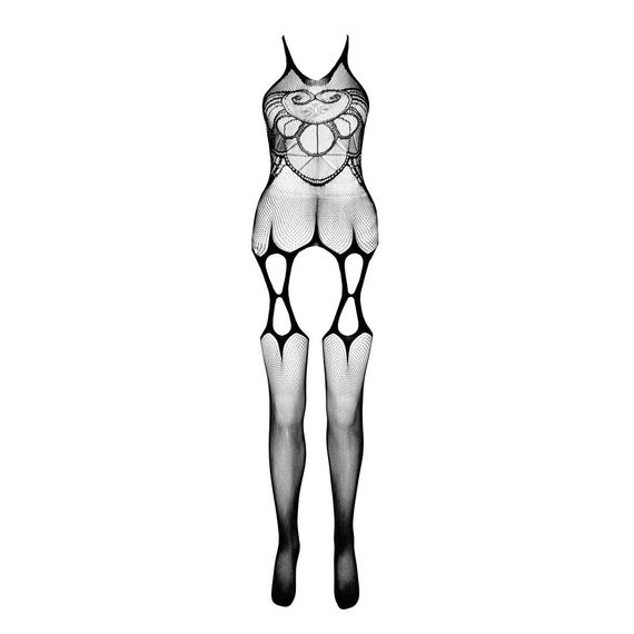 Бодістокінг Passion ECO BS002 black, з доступом, імітація підв’язок, абстрактний малюнок | Зображення 2