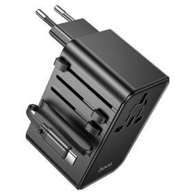Мережевий фільтр HOCO AC18A на 1 розетку + 2 USB + USB-C, 35W, кабель 1, 5 м, 220В, Black, Box