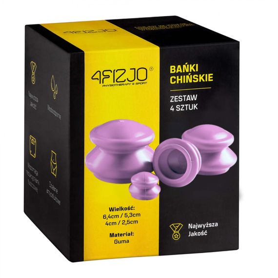 Вакуумні масажні банки 4FIZJO силіконові для тіла (китайські/атницелюлітні банки) 4 шт 4FJ0342 (P-5907739314925) | Зображення 1