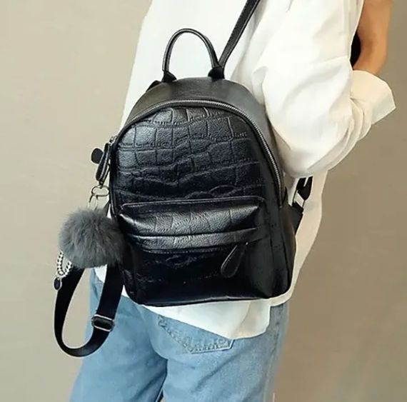 Рюкзак жіночий міський молодіжний стильний чорний під рептилію (573) | Зображення 1