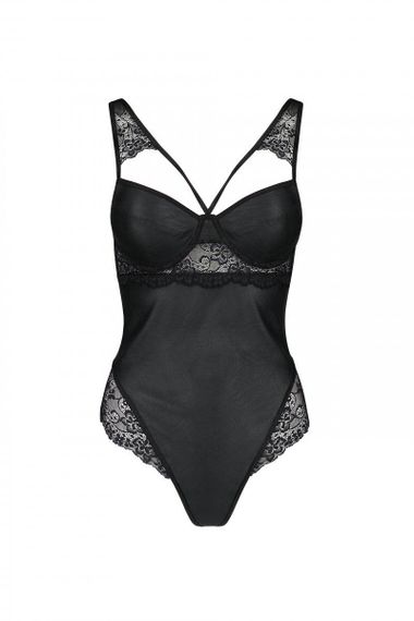 Боди из эко-кожи и кружева Passion LOONA BODY S/M, black Sex Aura | Зображення 4
