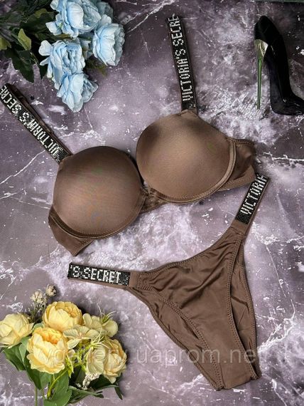 Женский комплект Victoria`s Secret со стразами, Женский комплект со стразами Премиум Качества 85B, Коричневый | Зображення 5