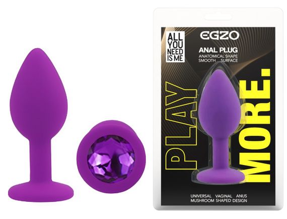 Силіконова анальна пробка EGZO - Silicone Purple Round Plug Purple, size S Sex Aura