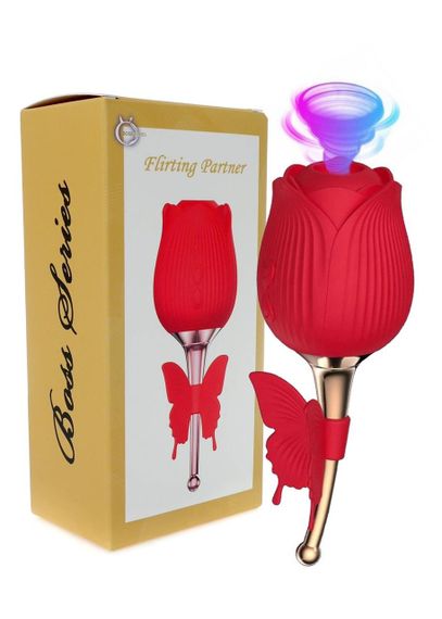 Вакуумный стимулятор клитора для женщин с вибрацией Boss Series Flirting Partner, красный Sex Aura | Зображення 5