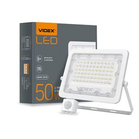 Світлодіодний прожектор VIDEX F2e 50W 5000K з датчиком руху та освітленості