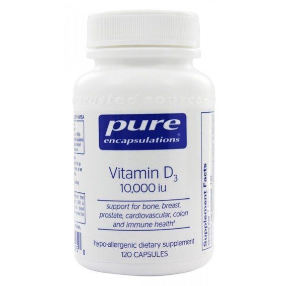 Вітамін D Pure Encapsulations Vitamin D3 10000 UI 120 Caps PE-01195