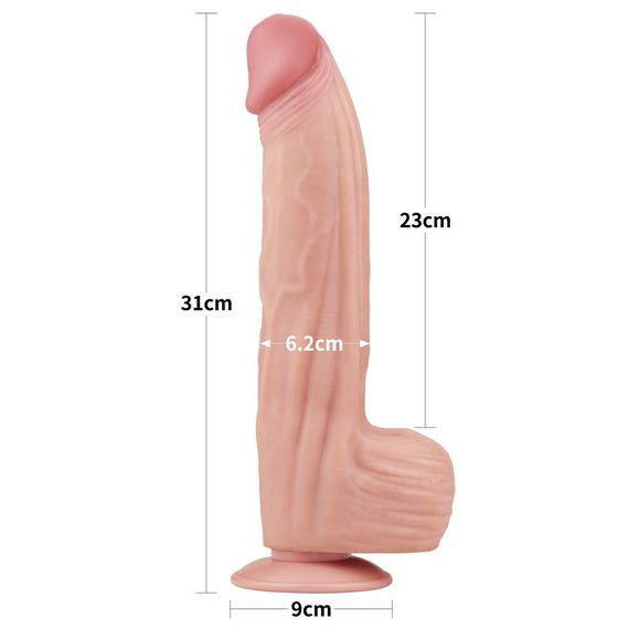 Фалоімітатор 12'' King Sized Sliding Skin Dual Layer Dong Sex Aura | Зображення 6