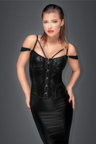 Корсет з гіпюром, Noir Handmade, вініловий, чорний, Розмір S Sex Aura