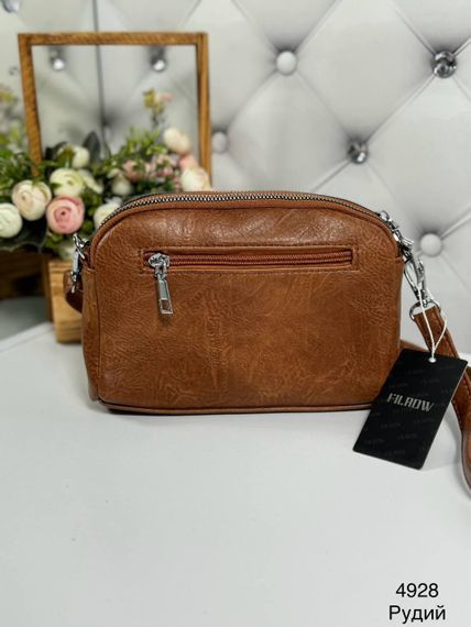 Сумка маленькая кросс-боди на длинном ремешке через плечо Рыжая Терракотовая | Зображення 2