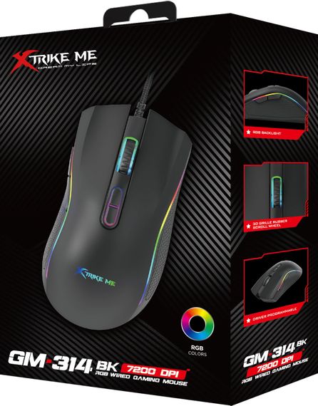 Мишка XTRIKE ME GM-314, ігрова 7200dpi., 7кн., RGB, чорна | Зображення 6