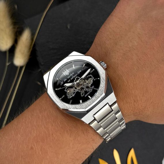 Класичний чоловічий годинник Awarder 026-3D Де би не був Silver-Black під Індивідуальний дизайн, водонепроникний | Зображення 4