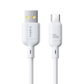 Дата кабель Baseus Silky Series OS Fast Charging USB to Type-C 100W (2m) (P10377703) Moon White