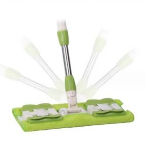 Швабра полотер для швидкого прибирання з насадкою з мікрофібри на затискачі із запаскою Зелена