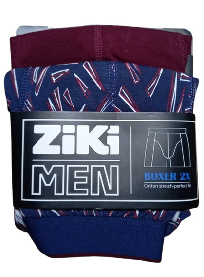 Набор мужских трусов боксеров ZIKI MEN 2 шт в наборе, размер S, вишневый, синий