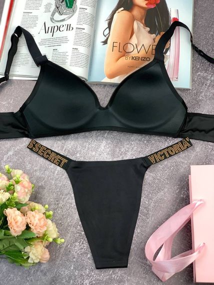 Комплект жіночий Victoria's Secret безшовний чорний kk034 | Зображення 3