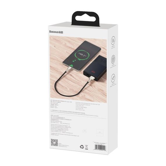 Дата кабель USB 3.1 AM to Type-C 0.25m CAKF 6.0A 66W Cafule Series Metal Data Cable Black Baseus (CAKF000001) | Зображення 5