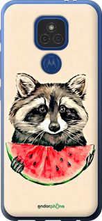 Чохол на Motorola E7 Plus Єнотик з кавуном "4605u-2107-2448"