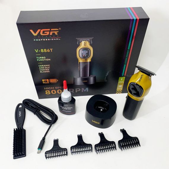 Тример для стрижки волосся VGR V-886T GOLD 8000RPM 4 насадки | Зображення 5