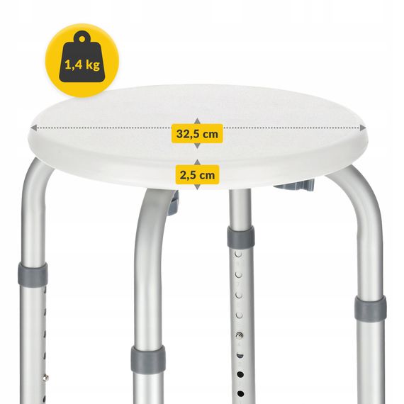 Стілець-табурет 4FIZJO для ванної та душу, регульований White/Grey (P-5905973403382) | Зображення 5