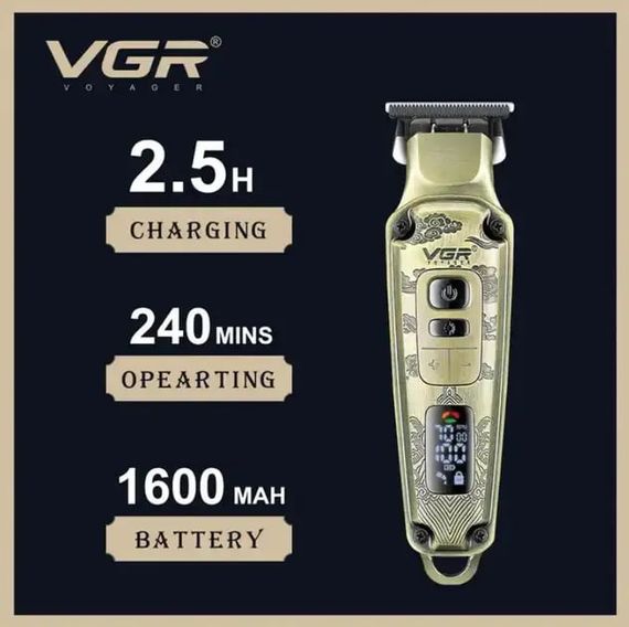 Машинка для стрижки VGR V-901 • Триммер для волос с дисплеем и 4 насадками 1600 мАч | Зображення 1