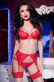 Комплект Chilirose 4192 SET garter belt & thong Красный M
