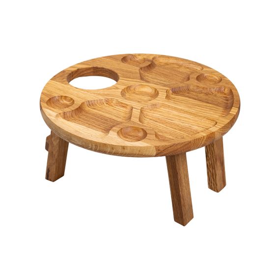 Винный столик-менажница из дерева 35 см круглый на ножках дуб BWR350180 | Зображення 3