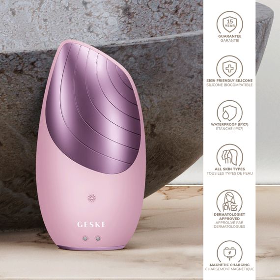 Електронна звукова термо щітка для обличчя GESKE Sonic Thermo Facial Brush 6в1 pink | Зображення 2