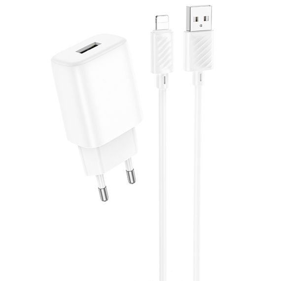 СЗУ Hoco C134A Solid 12W (1USB-A) + кабель USB to Lightning White