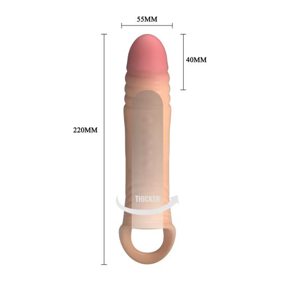 Удлиняющая насадка с вибростимуляцией ( на 4 см ) Pretty Love - Penis Sleeve, BI-026241Z Sex Aura | Зображення 7