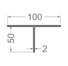 Алюминиевый тавр, т профиль 100х50х2 SY 41002