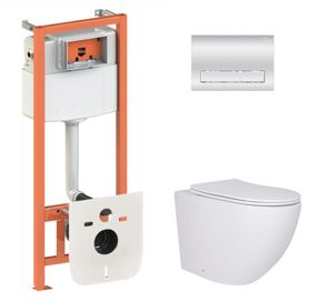 Набір Qtap Nest 4 в 1 підвісний унітаз Robin Ultra Quiet 520x365x365 + комплект інсталяції QT13332381AW47504