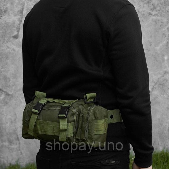 Сумка - подсумок тактическая поясная Tactical военная, сумка нагрудная с ремнем 5 литров кордура хаки AS-91 | Зображення 7