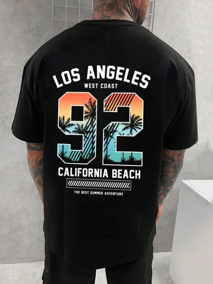 Футболка мужская с принтом повседневная M Черная