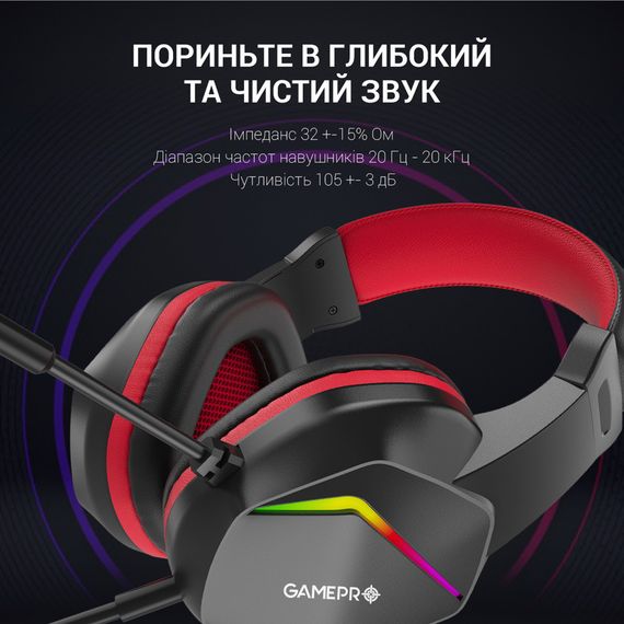 Навушники GamePro HS311 RGB Black/Red (HS311) | Зображення 7
