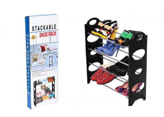 Полиця для взуття органайзер Amazing Stackable Shoe Rack ∙ Стійка - етажерка взуттєва на 4 полиці | Зображення 4