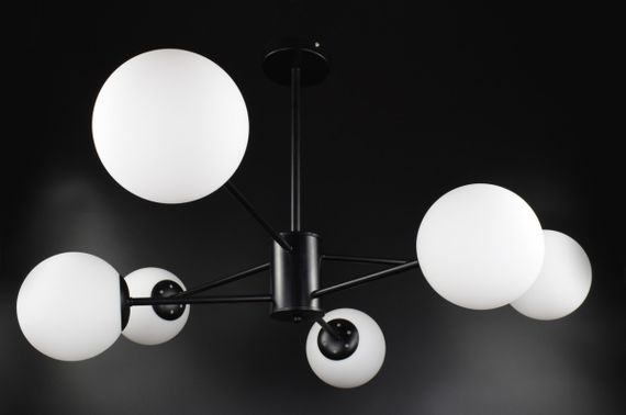 Люстра стельова на 6 лампочок 26208 Чорний 40-70х88х88 см. | Зображення 2