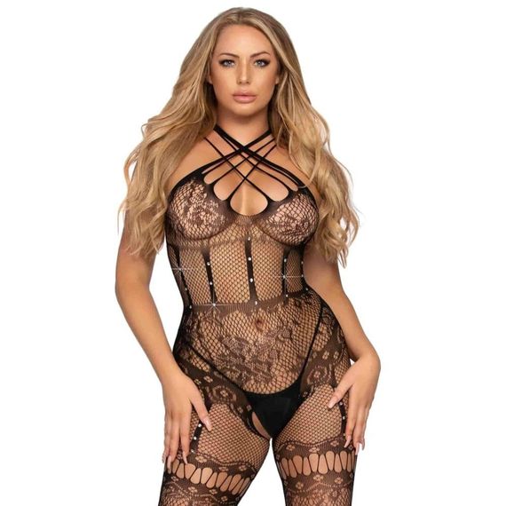 Комбинезон с доступом в стразах Leg Avenue, черный O\S Sex Aura | Зображення 2