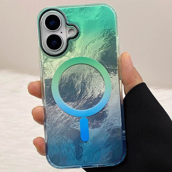 Чохол TPU Shiny Mountain Magnetic Fit для Apple iPhone 16 (6.1") Green / Blue | Зображення 1