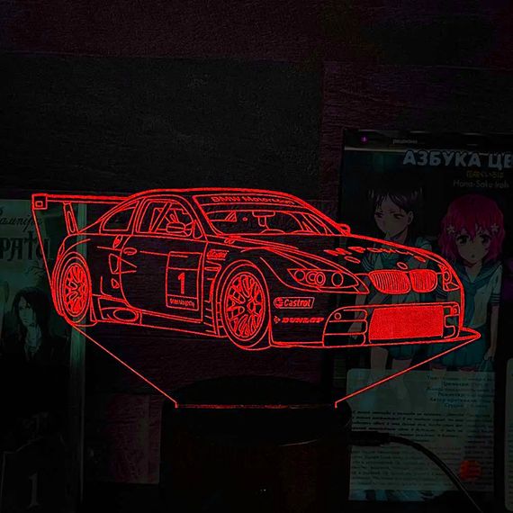 Акриловий світильник-нічник BMW M3 GT2 суперкар червоний tty-n002230