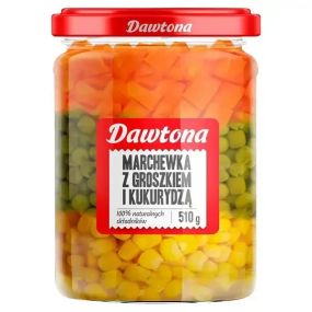 Мікс овочів (кукурудзики, горошок, морква) консервовані Dawtona 510г скло, Польща, салат мікс, суміш овочів