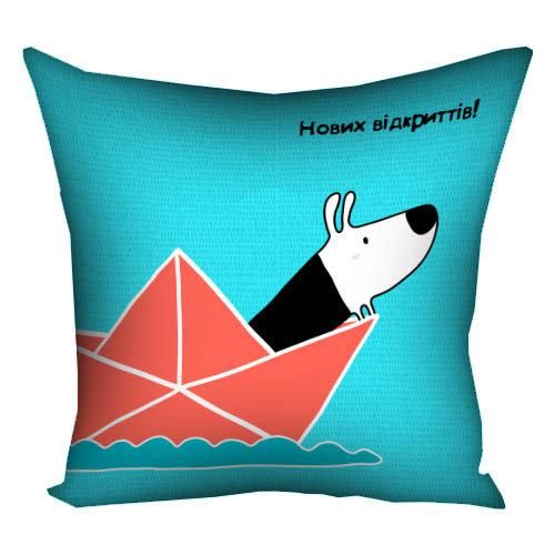 Подушка габардинова з принтом Нових відкриттів! 50x50 (5P_DOG050)