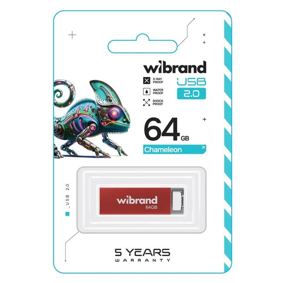 USB флеш накопичувач Wibrand 64GB Chameleon Red USB 2.0 (WI2.0/CH64U6R) | Зображення 1