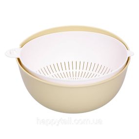Миска-друшляк 2 в 1 для мытья овощей, фруктов и зелени 29.5×21×11 (см) дуршлаг пластиковый 4 (л) HP-45-7GR