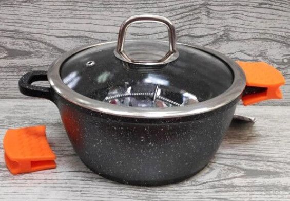 Кастрюля Bohmann BH 7350-22 MRB 22 см 3л двойное дно мраморное покрытие | Зображення 1