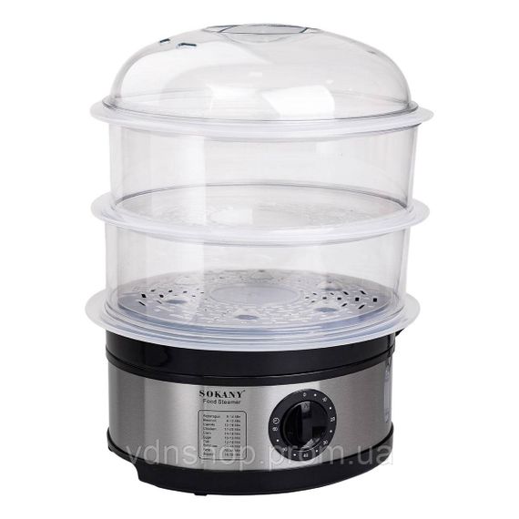 Пароварка электрическая трехуровневая 650 Вт 11 л с таймером и защитой от перегрева Sokany SK-07018 | Зображення 1