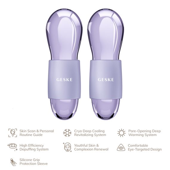 Подвійний масажер для очей GESKE Cool&Warm Duo Eye Massager 7в1 starlight, Фіолетовий | Зображення 1