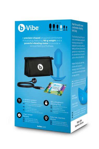Анальная пробка с вибрацией b-Vibe VIBRATING SNUG PLUG размер L, синяя Sex Aura | Зображення 6